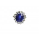 10.69 Ct Blue Sapphire and Diamond Engagement Ring, 18K White Gold